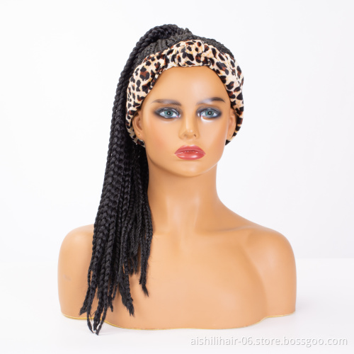 Aishili high quality wrap turban hair yaki braided wigs synthetic headband wig for women